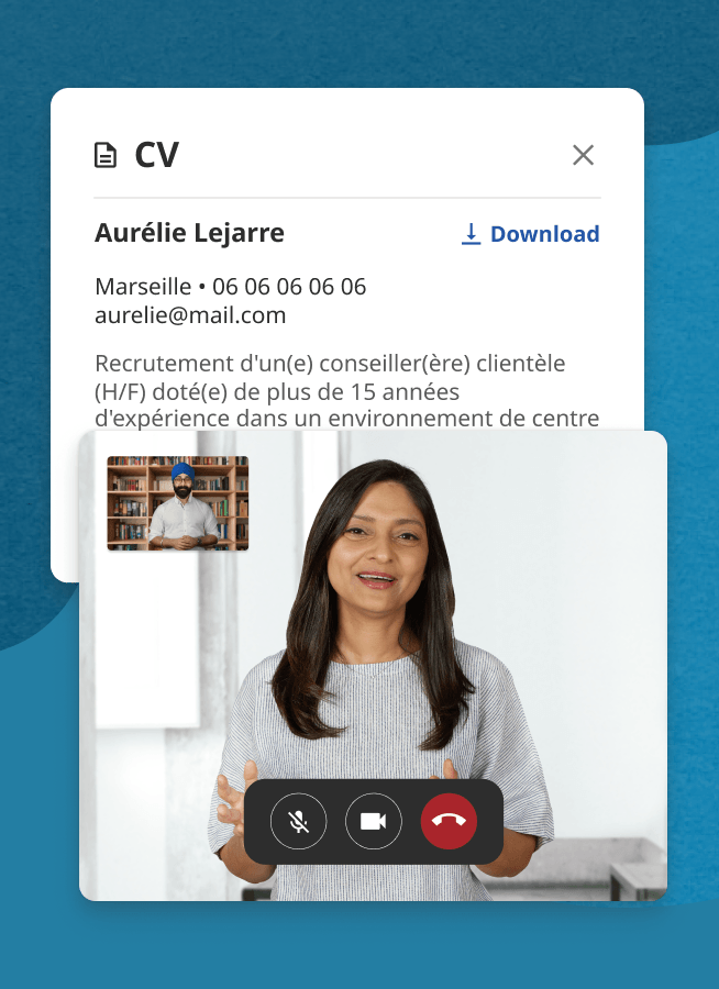 Le jour de l'entretien, les employeurs peuvent se connecter à Indeed Visio et passer en revue les CV des candidats avant l'entretien virtuel.