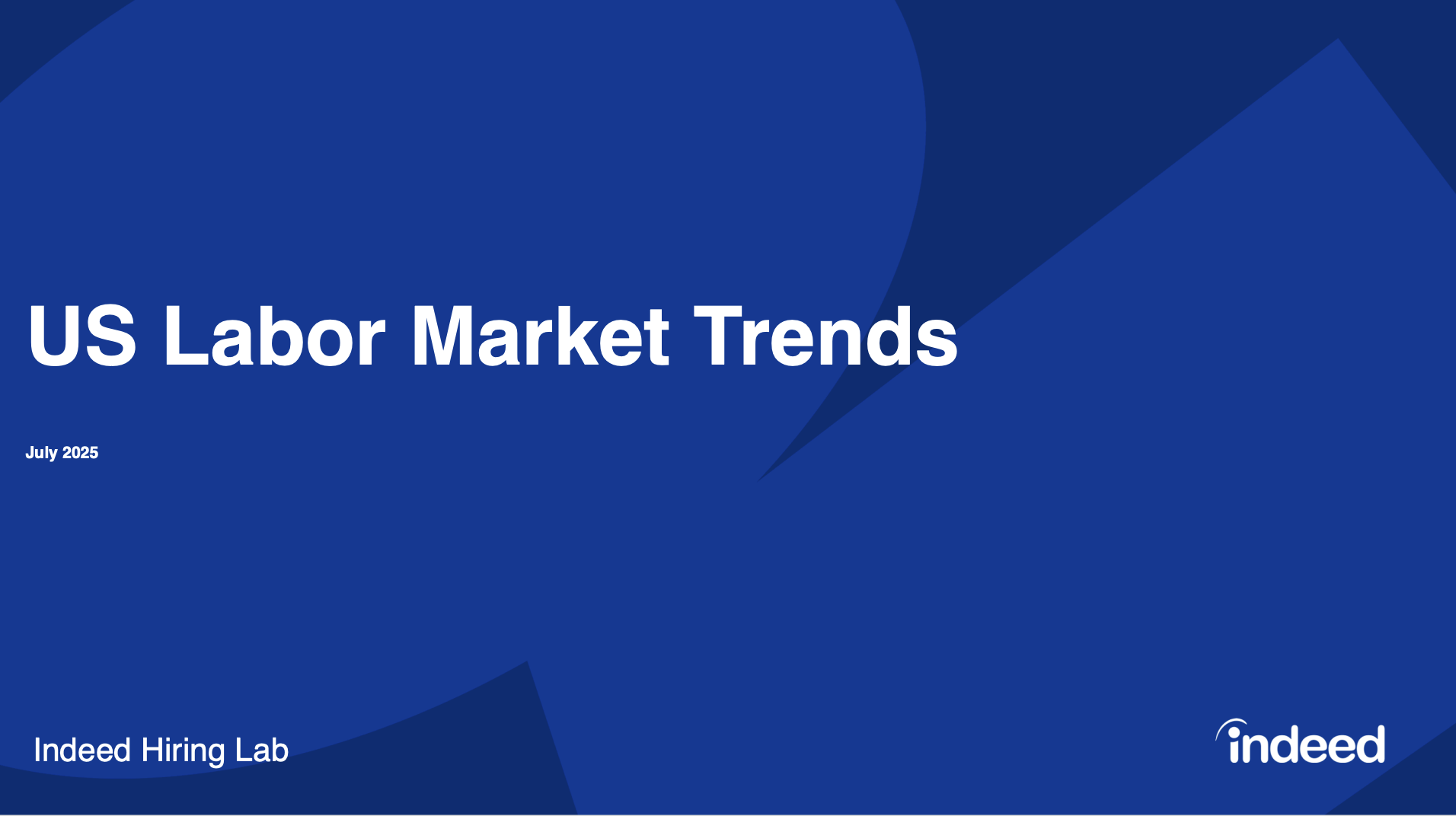 White text on blue background reading US labor market trends july 2025