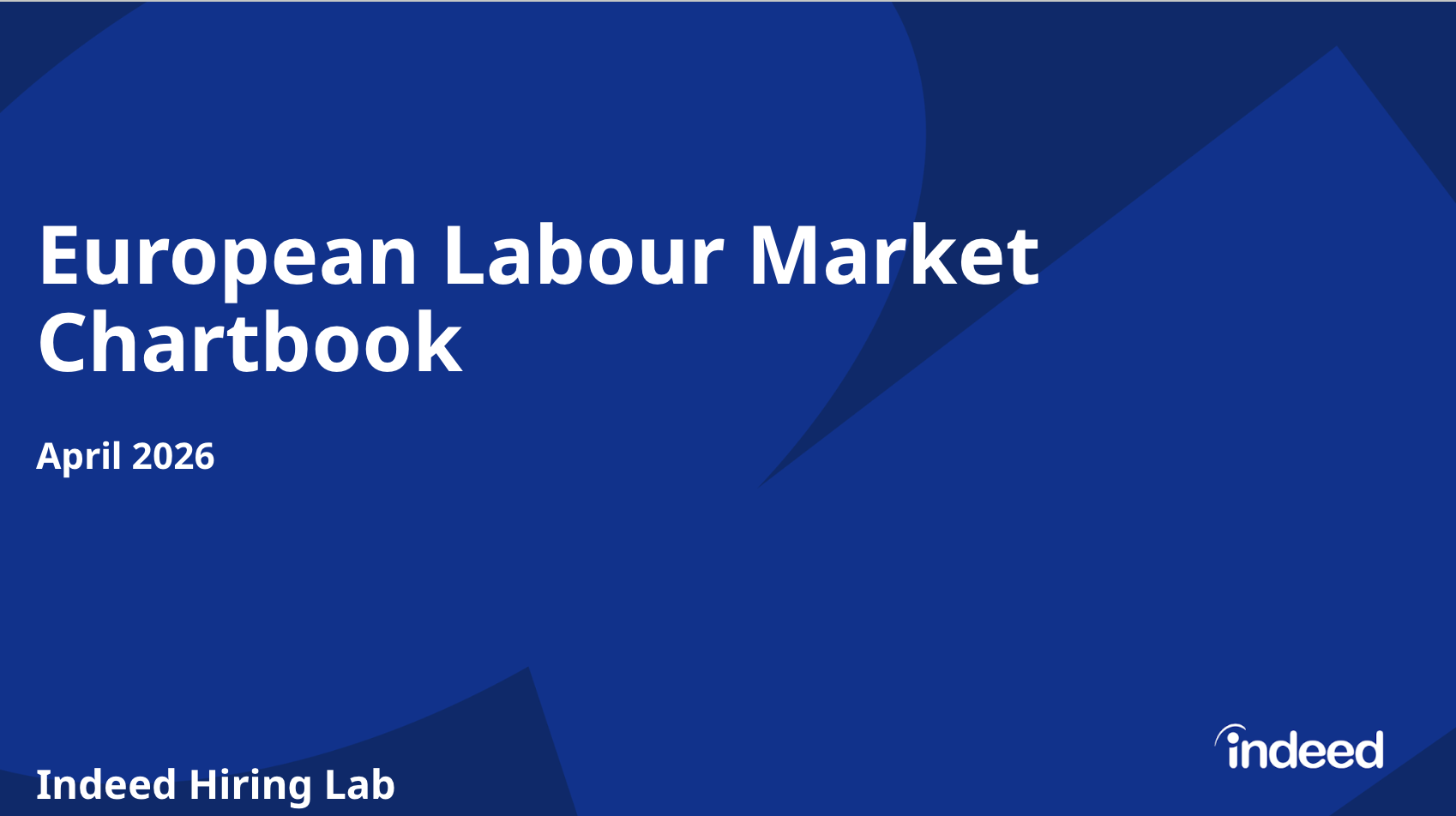 Title slide with a dark blue background and geometric shapes reading 