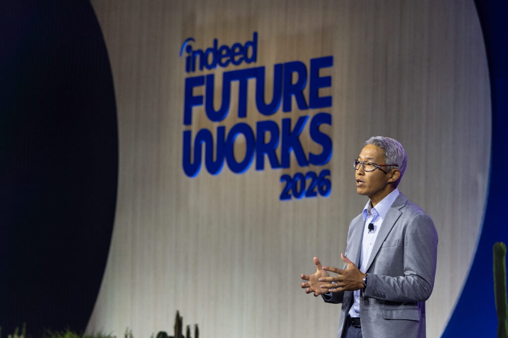 Indeed CEO Hisayuki “Deko” Idekoba speaking at Indeed FutureWorks 2026